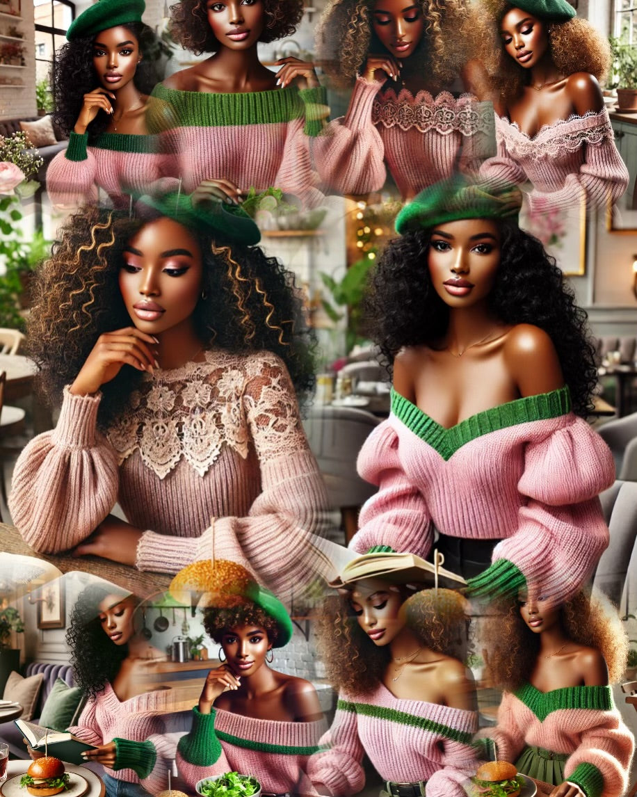 ✨ Pretty Girl Reading – 10 Stylish Digital Images | Canva Template ✨