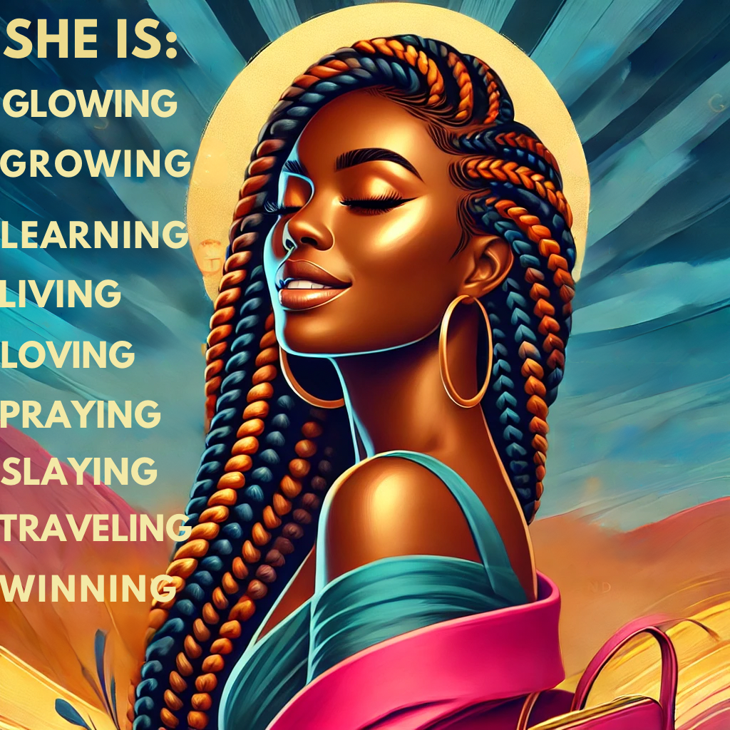 She Is Praying, Slaying, Growing, Glowing, Learning, Traveling, Living, Loving, and Winning—She Is Me