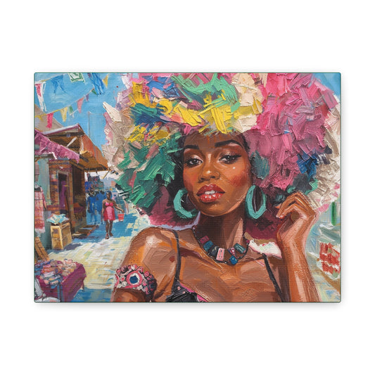 Vibrant Afro-Queen Matte Canvas Wall Art, Colorful Decor for Living Room, Afrocentric Home Decor, Birthday Gift, Art for Black Culture