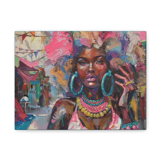Vibrant Art Canvas Print, Colorful Wall Decor, Afrocentric Artwork, Home Decoration, Gift for Art Lovers, Bohemian Style Art