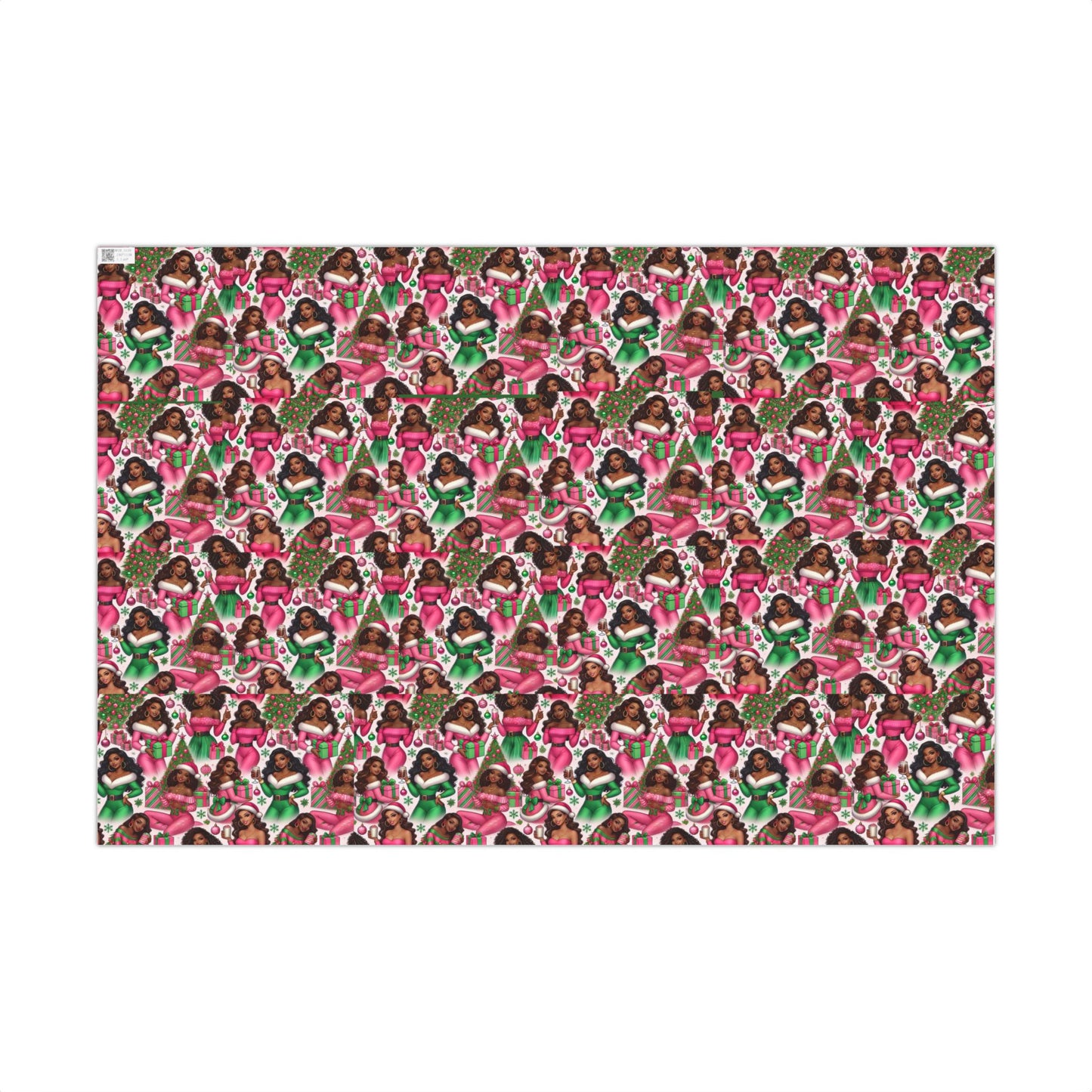 Black Santa Girls Christmas Gift Wrap Paper – Festive Holiday Wrapping Sheets