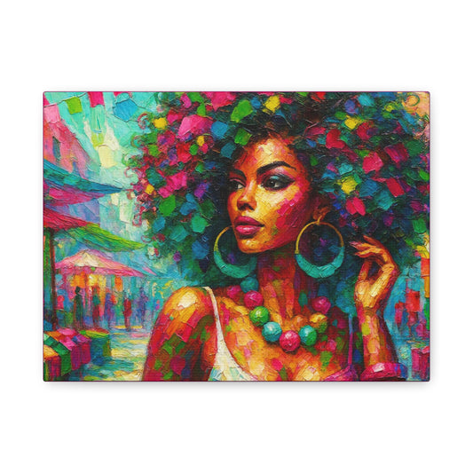 Vibrant Afrocentric Art Canvas, Wall Decor, Colorful Home Accent, Gift for Her, Bohemian Living Room Decoration