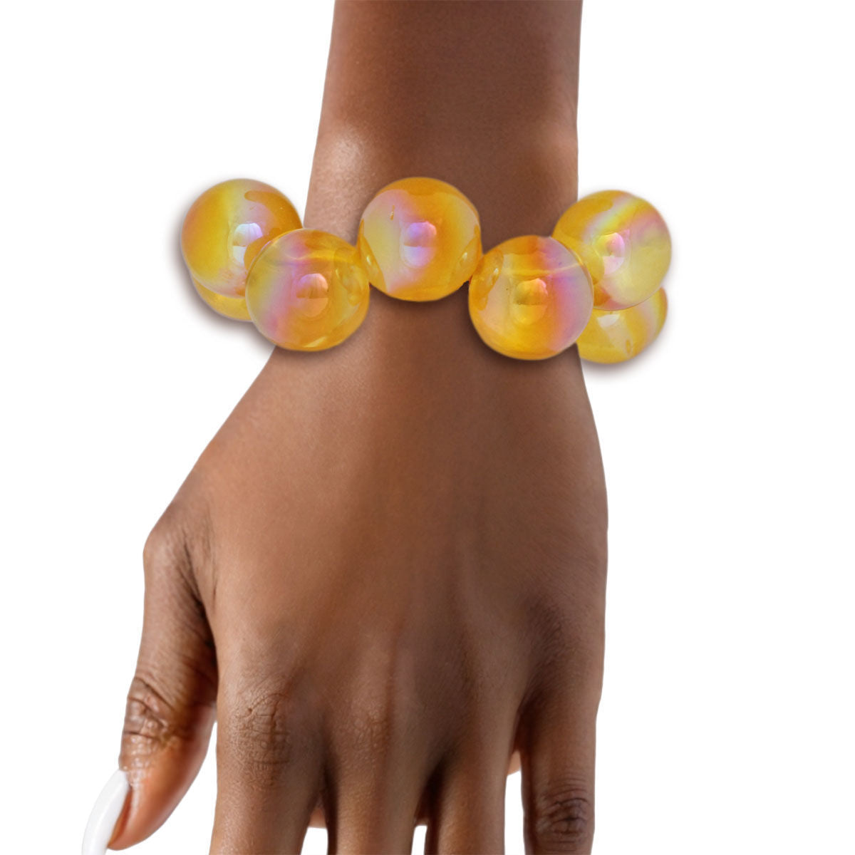 Bracelet Yellow Iridescent Bubble Ball Bead