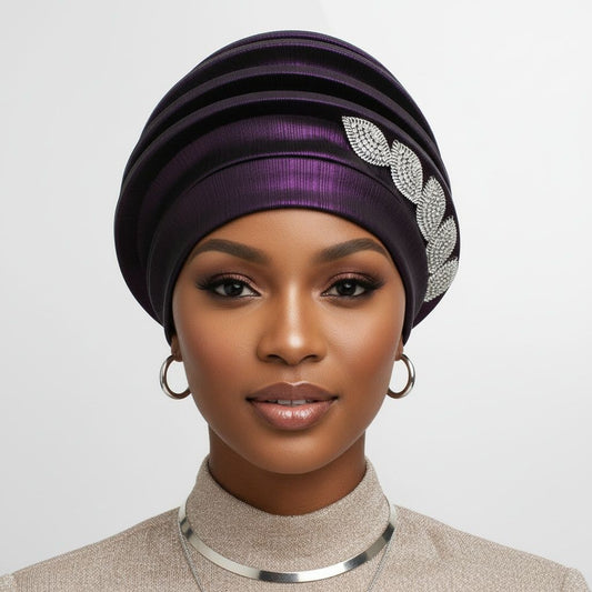 Fascinator Formal Purple Dazzling Structured Turban